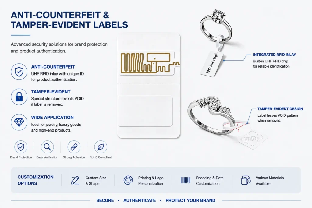 RFID NFC anti-counterfeit and tamper-evident labels