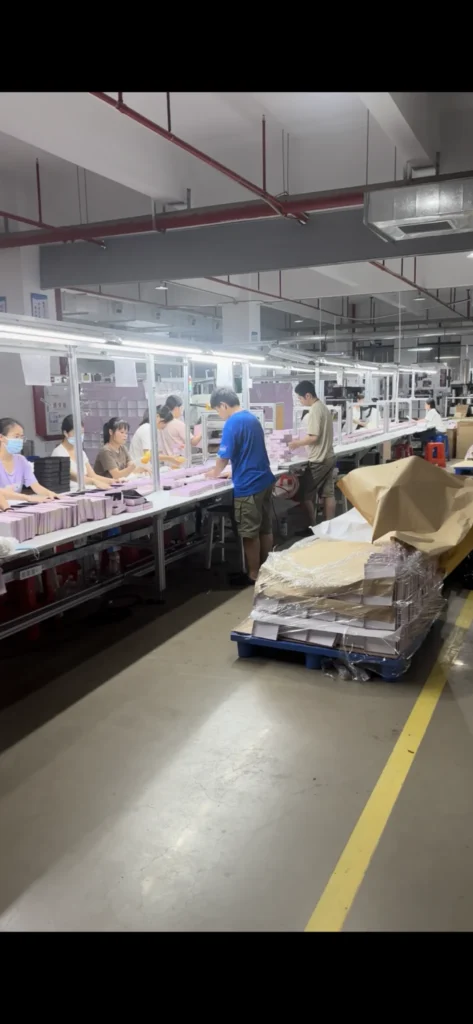 Packaging box assembly line at Xiangmai factory